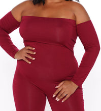Load image into Gallery viewer, Bare Shoulder Jumpsuit - Burgundy