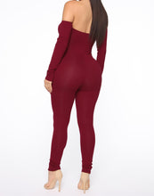 Load image into Gallery viewer, Bare Shoulder Jumpsuit - Burgundy
