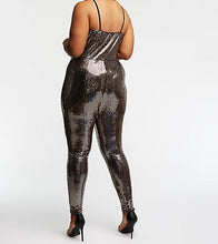 Load image into Gallery viewer, Sequin V Neck Jumpsuit
