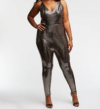 Load image into Gallery viewer, Sequin V Neck Jumpsuit
