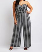 Load image into Gallery viewer, Plus Size Striped Strapless Notched Jumpsuit

